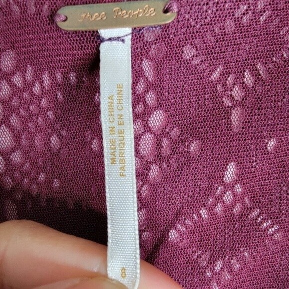 Free People Women's Lace Cowl Neck Mini Dress  Purple sz 8 - Picture 8 of 10